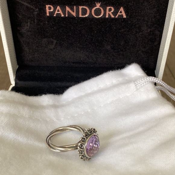 HP🎉🥳🎊PANDORA | retired Floral Elegance with light Amethyst ring - Picture 8 of 11